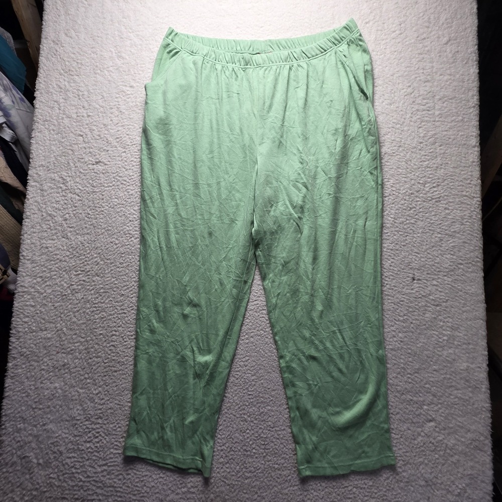 Woman Within Pants Womens 3X Green Jersey Sweatpants Pull On Elastic Waist
